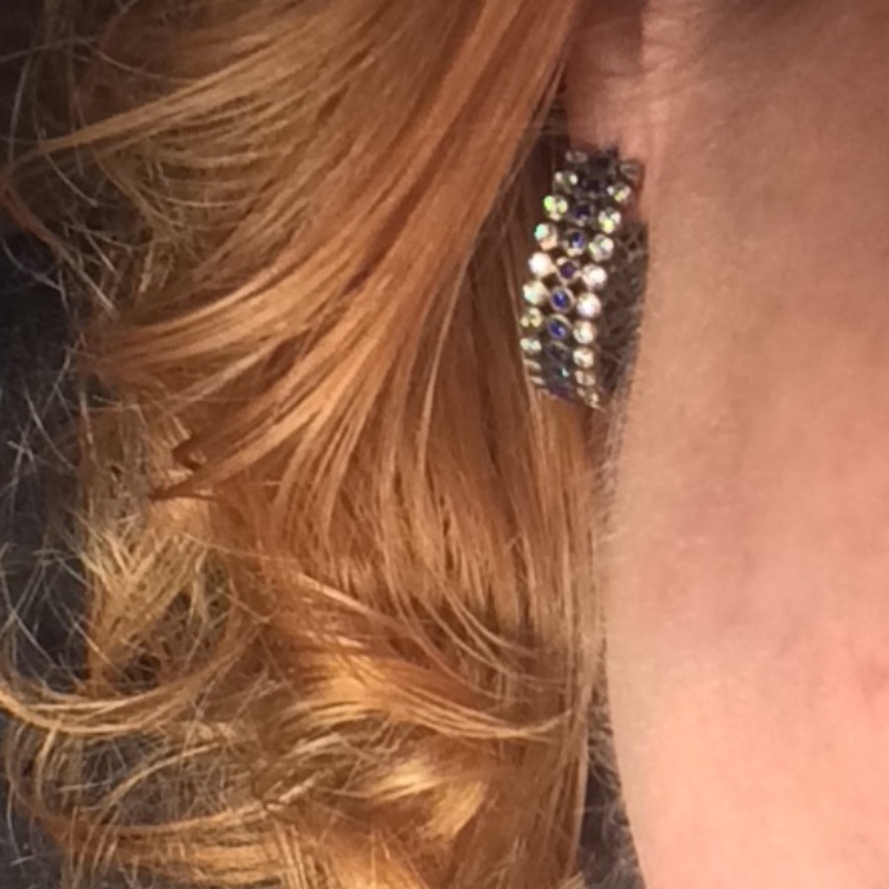 Topaz@Bronze Hoop earrings. Royal Blue @ White !